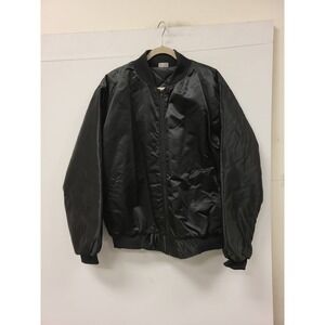 Pioneer LaserKaraoke Bomber Jacket Size L Vintage Black Satin USA Made Parrot